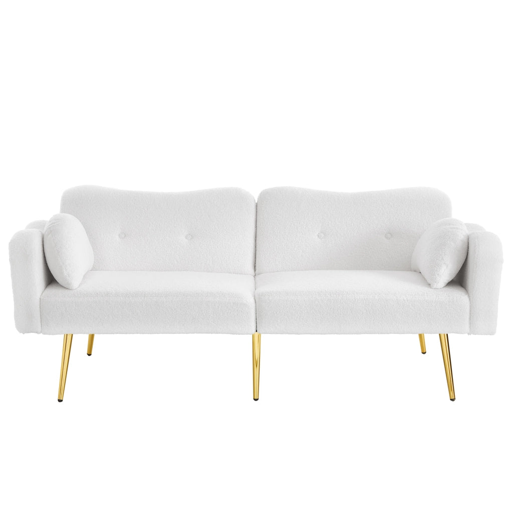 Divano letto 2 posti con schienale reclinabile a 3 posizioni; 155x85;5 cm; bianco