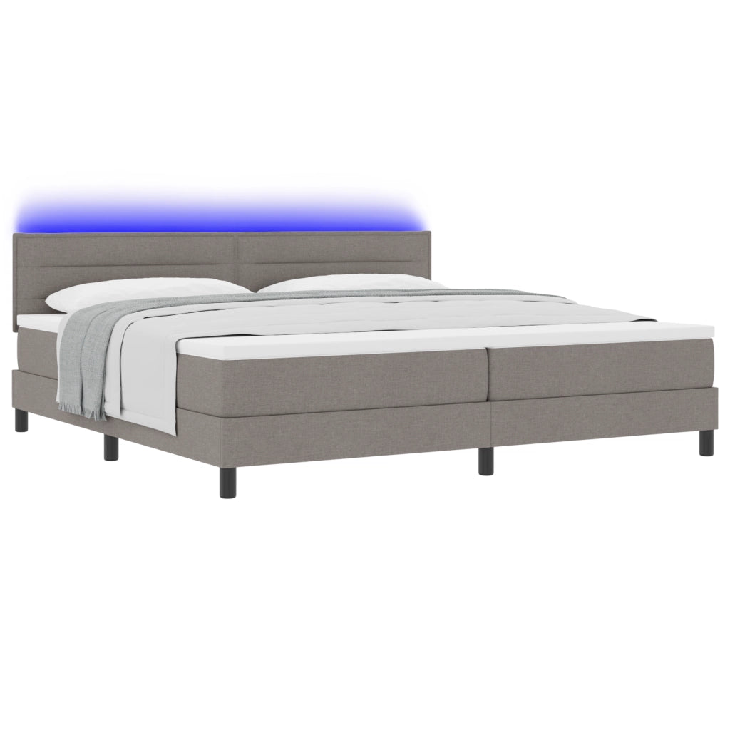 Letto a Rete con Materasso e LED Taupe 200x200 cm Tessuto