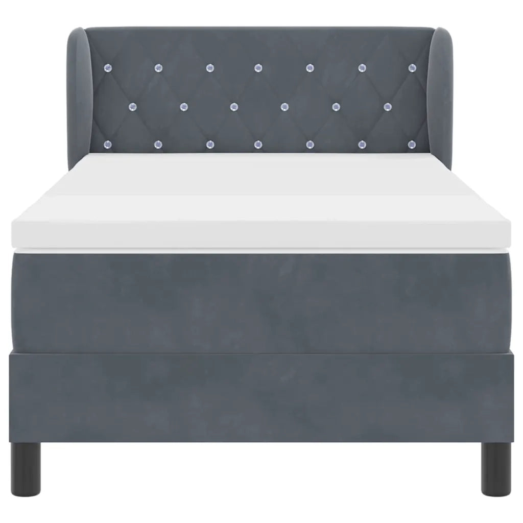 Letto a molle con testiera Grigio scuro 90 x 200 cm Velluto 3340317