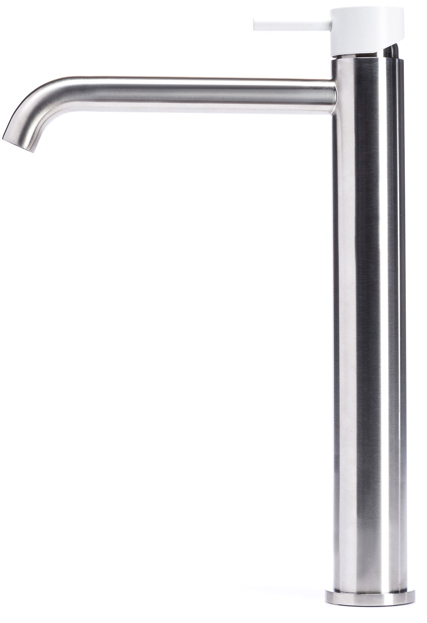 Rubinetto Miscelatore Monocomando Lavabo Alto in Acciaio Inox Satinato Maniglia Neve