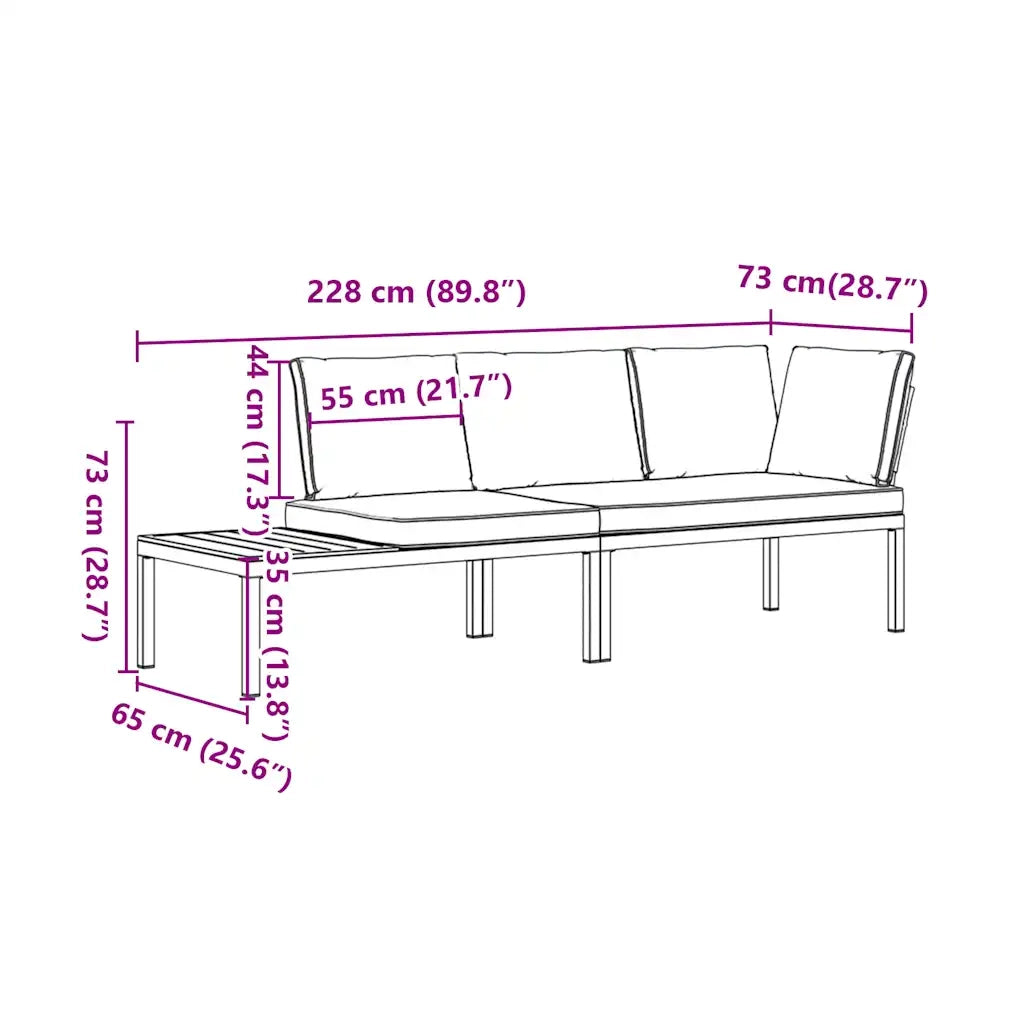 Set Divani da Giardino 2 pz con Cuscini in Alluminio Nero 3283684