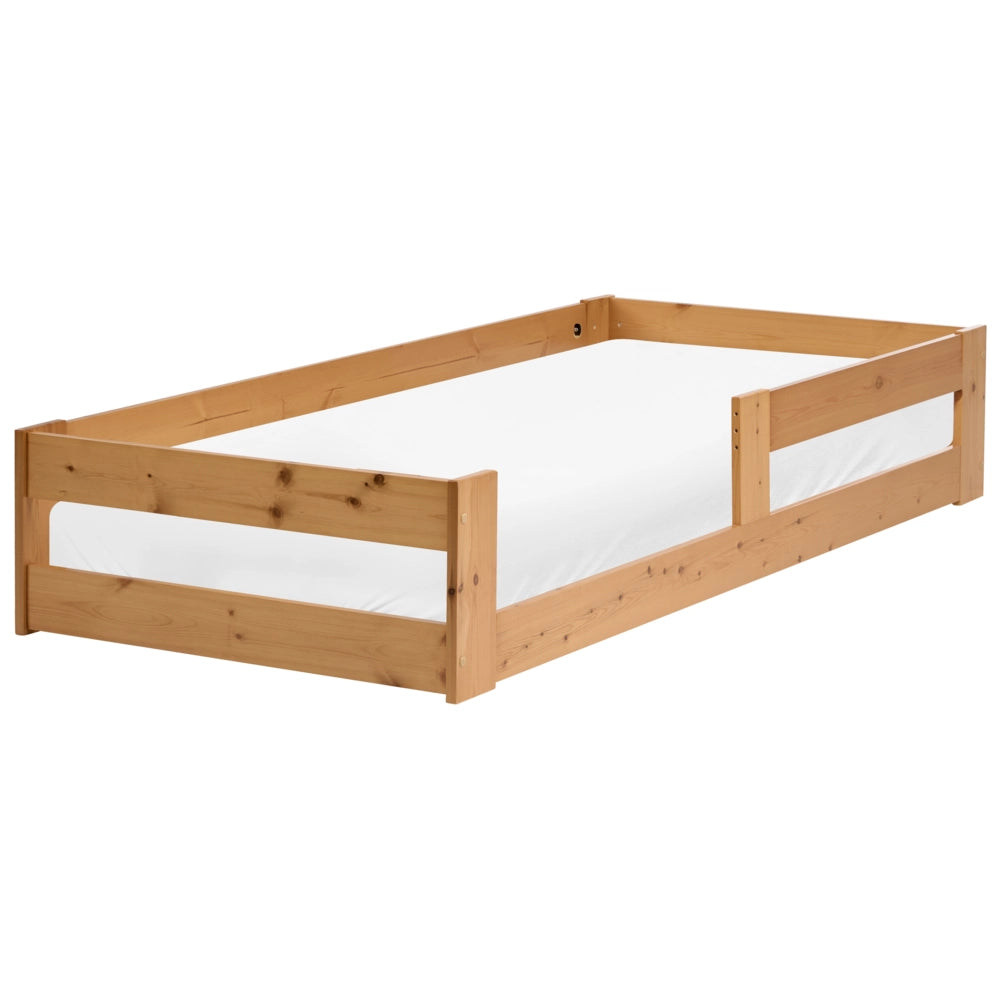 Letto a piattaforma per bambini in legno di pino con rete a doghe marrone 90 x 200 cm con telaio a doghe