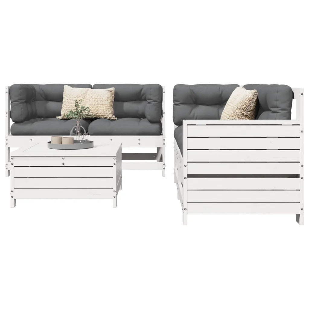 Set Salotto da Giardino 5 pz Bianco in Legno Massello di Pinocod mxl 92814