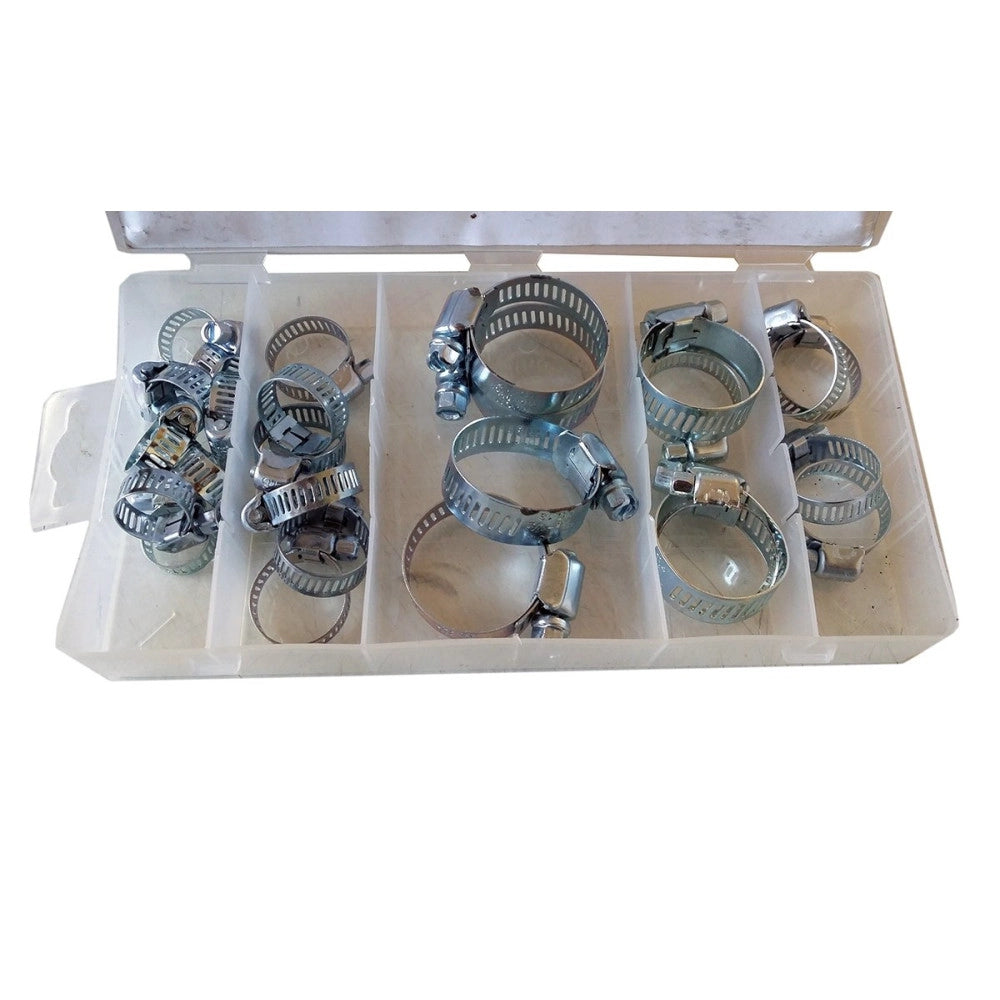 Trade Shop - Set 26 Pezzi Fascette Stringitubo In Acciaio Assortimento Tubi Tubo Morsetti -