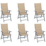 Sedie da Giardino Reclinabili 6 pz con Cuscini Massello Acacia cod mxl 8178
