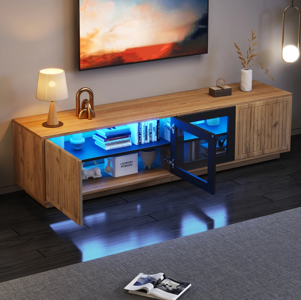 Mobile TV 180 cm con LED app e ante in vetro