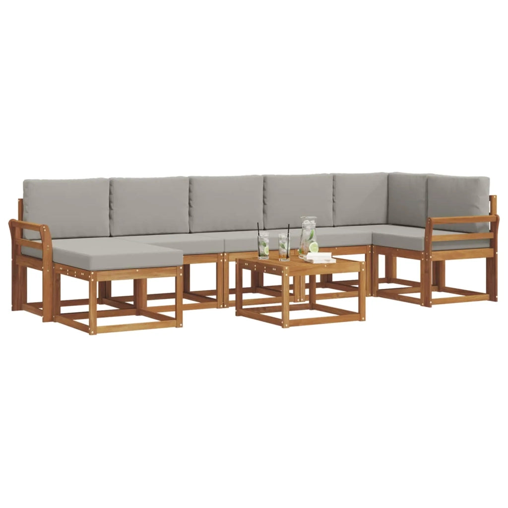 Set di divani da esterno 8 pcs Grigio Naturale e Chiaro 3366744