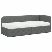 Letto singolo | Letto per adulti | Cornice del letto ad angolo Grigio scuro 80 x 200 cm Tessuto