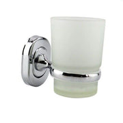 Trade Shop - Porta Spazzolini Dentifricio Con Bicchiere Vetro Satinato A Parete Bagno 69182 -
