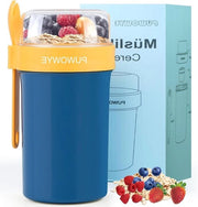 Bicchiere per muesli 760 ml + 230 ml bicchiere per yoghurt senza lattosio con pellicola blu - utile per uso in viaggio