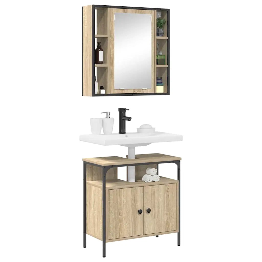 Set di mobili per il bagno 2 pcs Marrone Legno multistrato 3345130