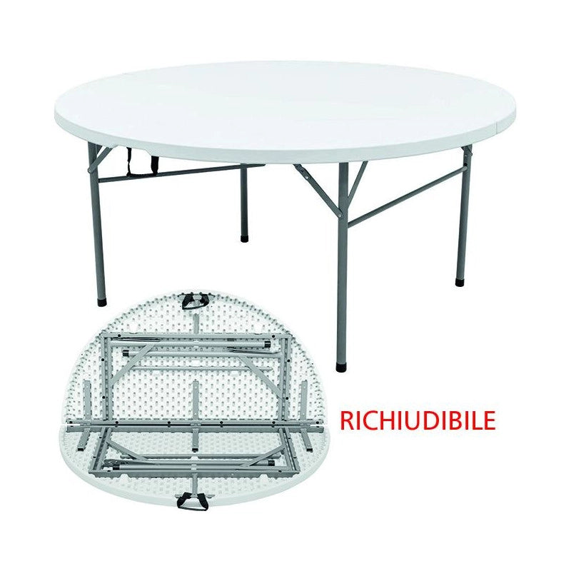 Tavolo hdpe/acciaio Vigor, edra tondo richiudibile, diametro 152 cm
