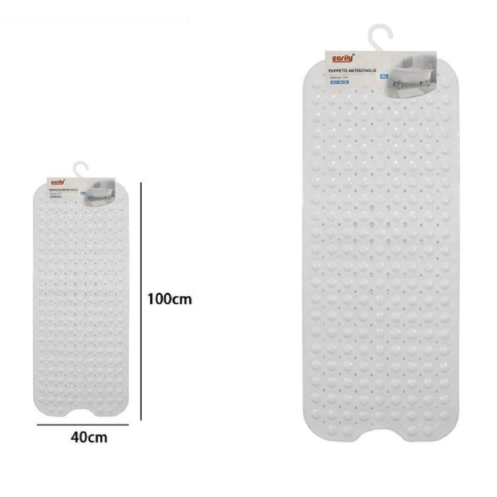 Trade Shop - Tappetino Per Vasca Antiscivolo 100 X 40 Cm Tappeto Doccia In Pvc 79738 Bianca -