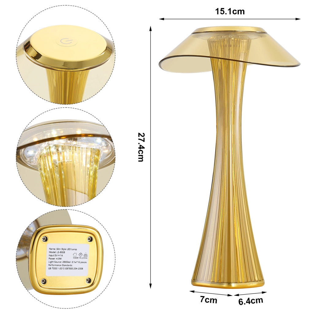 ZMH Lampada da tavolo LED touch regolabile 3000-6500K oro per camera letto soggiorno ristorante hotel