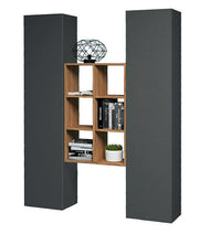 Parete Attrezzata Soggiorno 140x30x180 cm Maruska n°22 Grigio Antracite Opaco