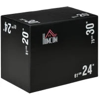 Plyo Box 3 in1 a 3 Altezze, Jumping Box Pliometrico Capacità 120kg, 75x51x61cm, Nero