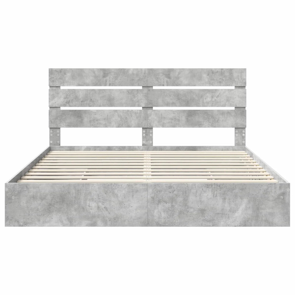 Letto con Contenitore con testiera Grigio cemento 200 x 200 cm 3411875