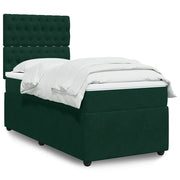 Giroletto a Molle con Materasso Verde Scuro 90x190 cm Velluto