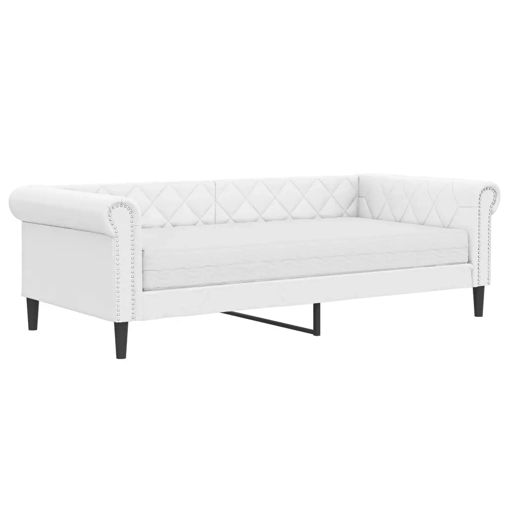 Divano Letto con Materasso Bianco 90x200 cm in Similpelle