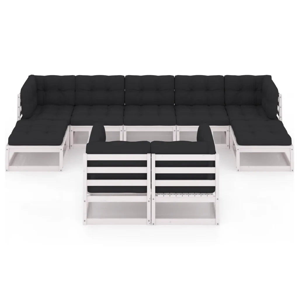 Set Divani da Giardino 9 pz con Cuscini Massello di Pino Bianco cod mxl 41027