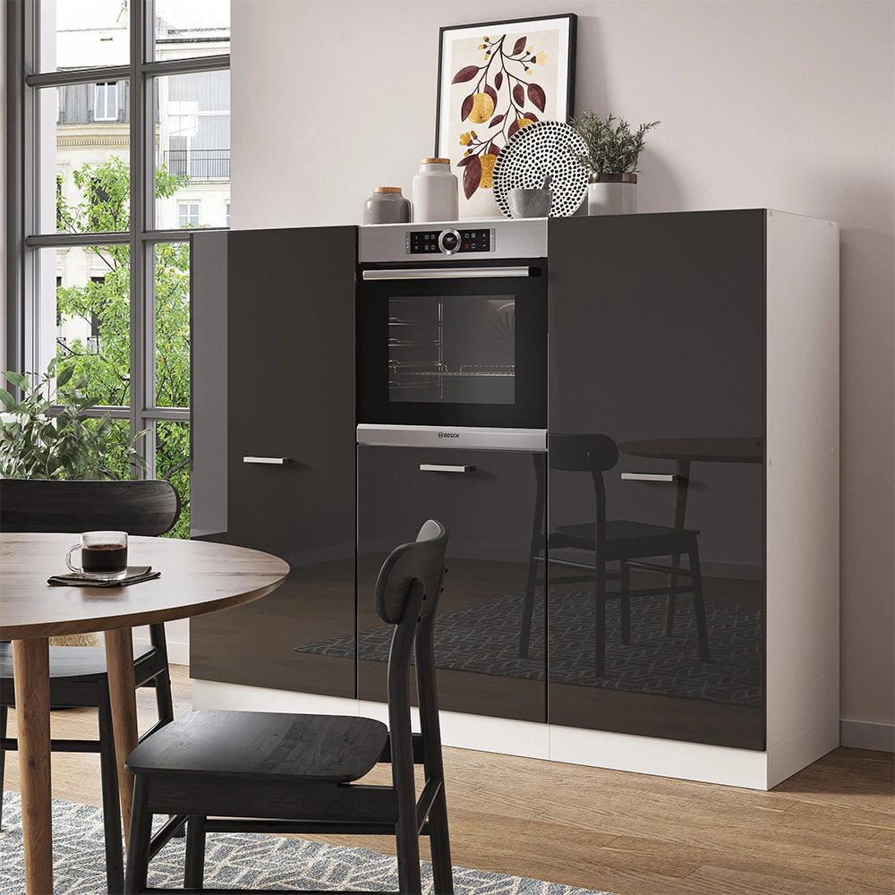 Vicco Cucine componibili piccole Antracite lucido/bianco 180 cm senza piano di lavoro