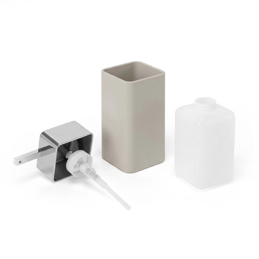 Set accessori bagno con dispenser e portaspazzolini beige e cromo Star