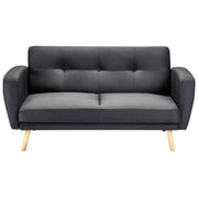 Divano Letto Rivestito In Tessuto Nero 2 Posti Trasformabile Gambe In Legno Soggiorno Moderno E Minimalista
