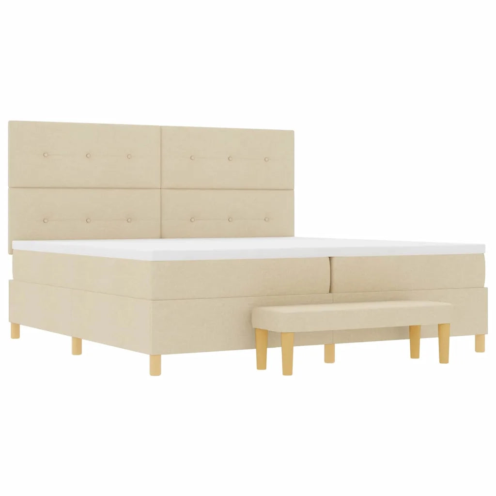 Letto a molle con materasso Crema 200 x 200 cm Tessuto 3344329