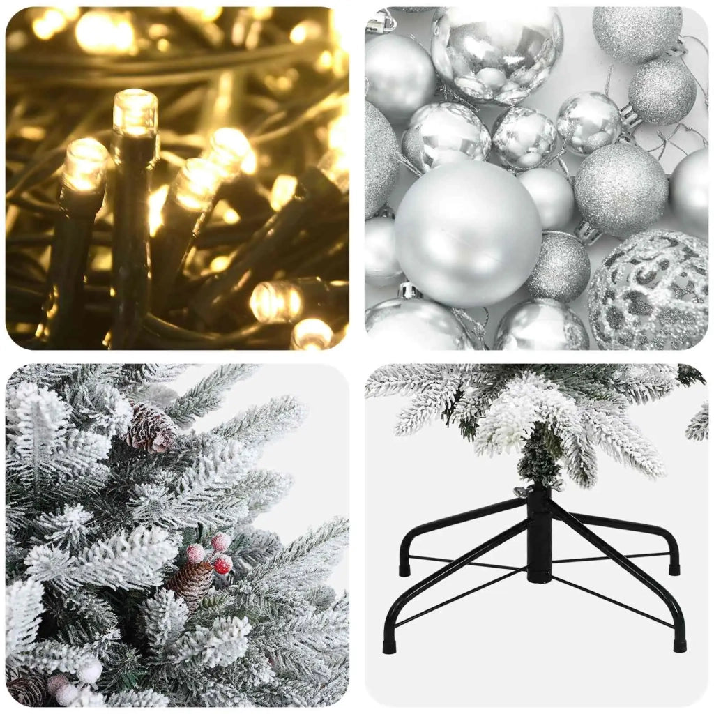 Albero di Natale artificiale con palline 120 cm 150 LED 3465967