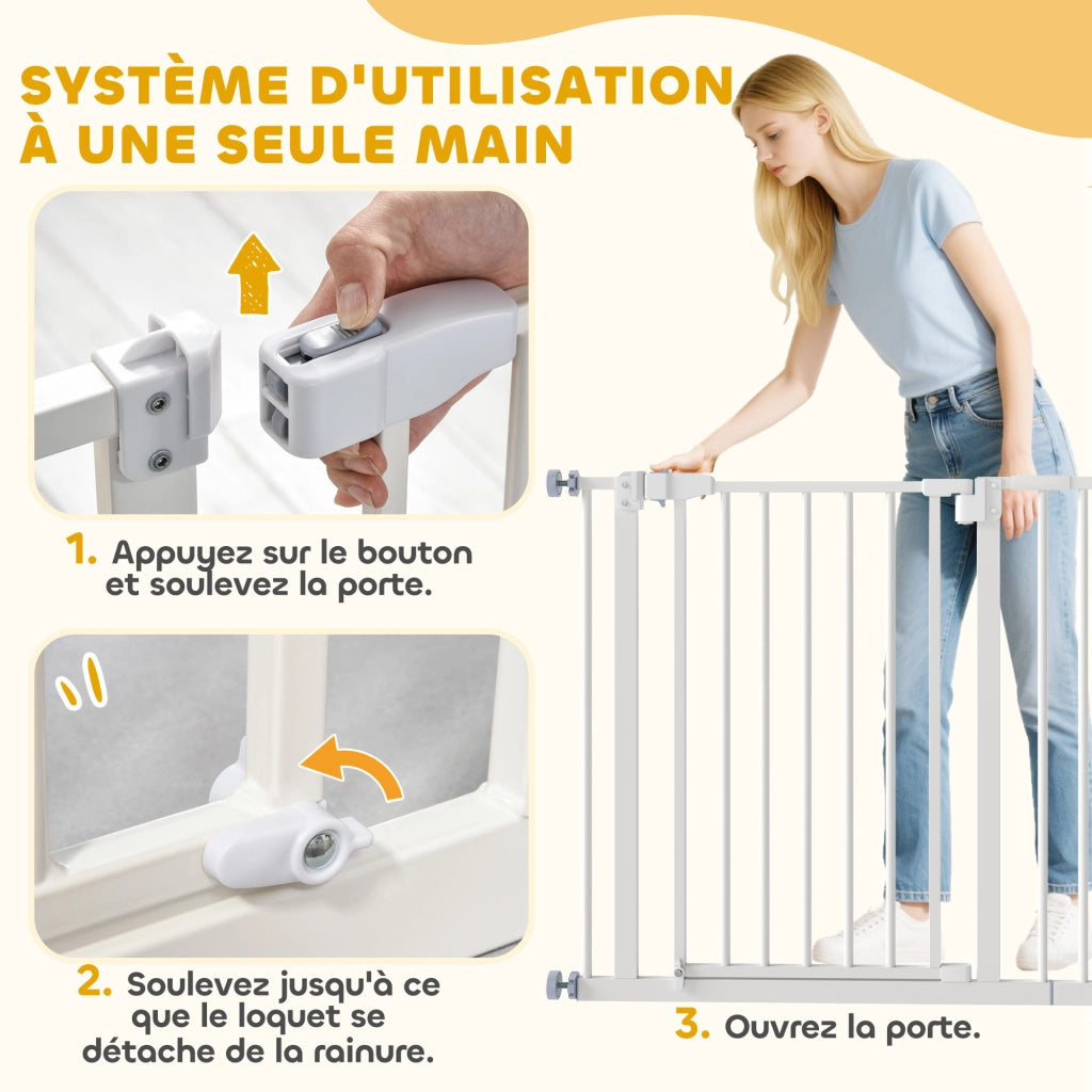 Barriera di sicurezza per cani ¨C zephmum ¨C Bianco 74-80 / 91,5-97,5 cm