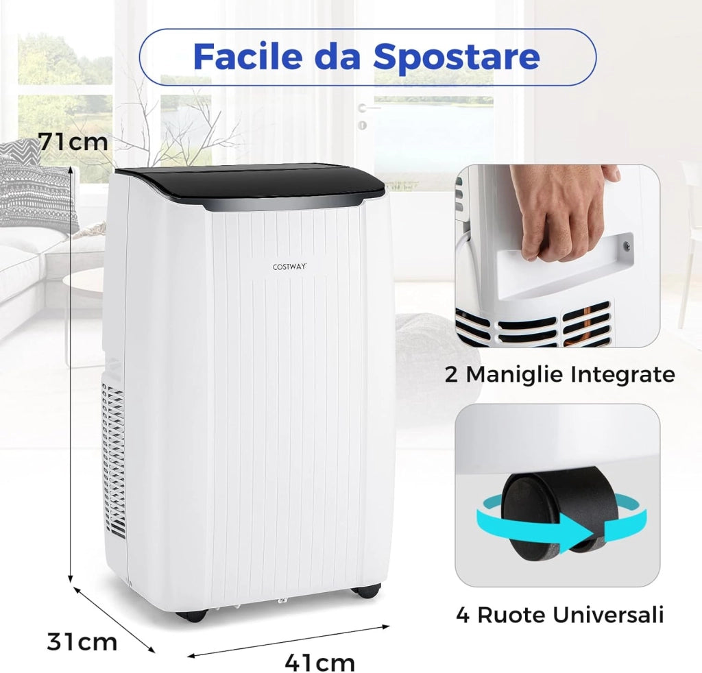 Condizionatore Portatile Caldo e Freddo, 14000BTU/4kW, 6 in 1 Con Raffreddamento, Riscaldamento, Ventola, Deumidificazione, Modalità Notturna e WiFi, 24H Timer, R290 (14000, BTU)