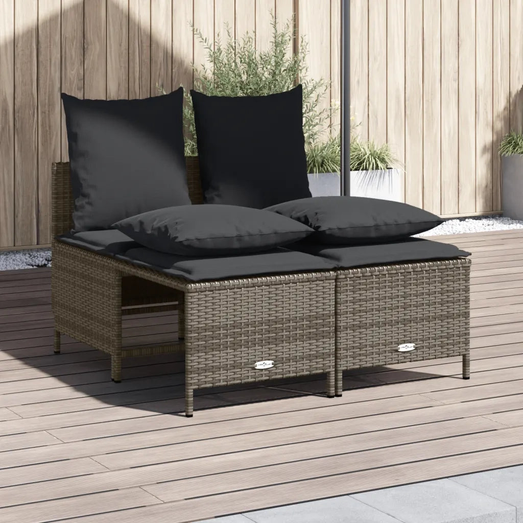 Set Divani da Giardino 4 pz | Set Salotto da Giardino con Cuscini in Polyrattan Grigio