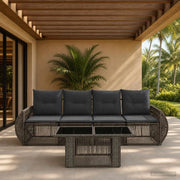 Set Divano da Giardino 5 pz Grigio e Grigio Scuro polyrattan 3436895
