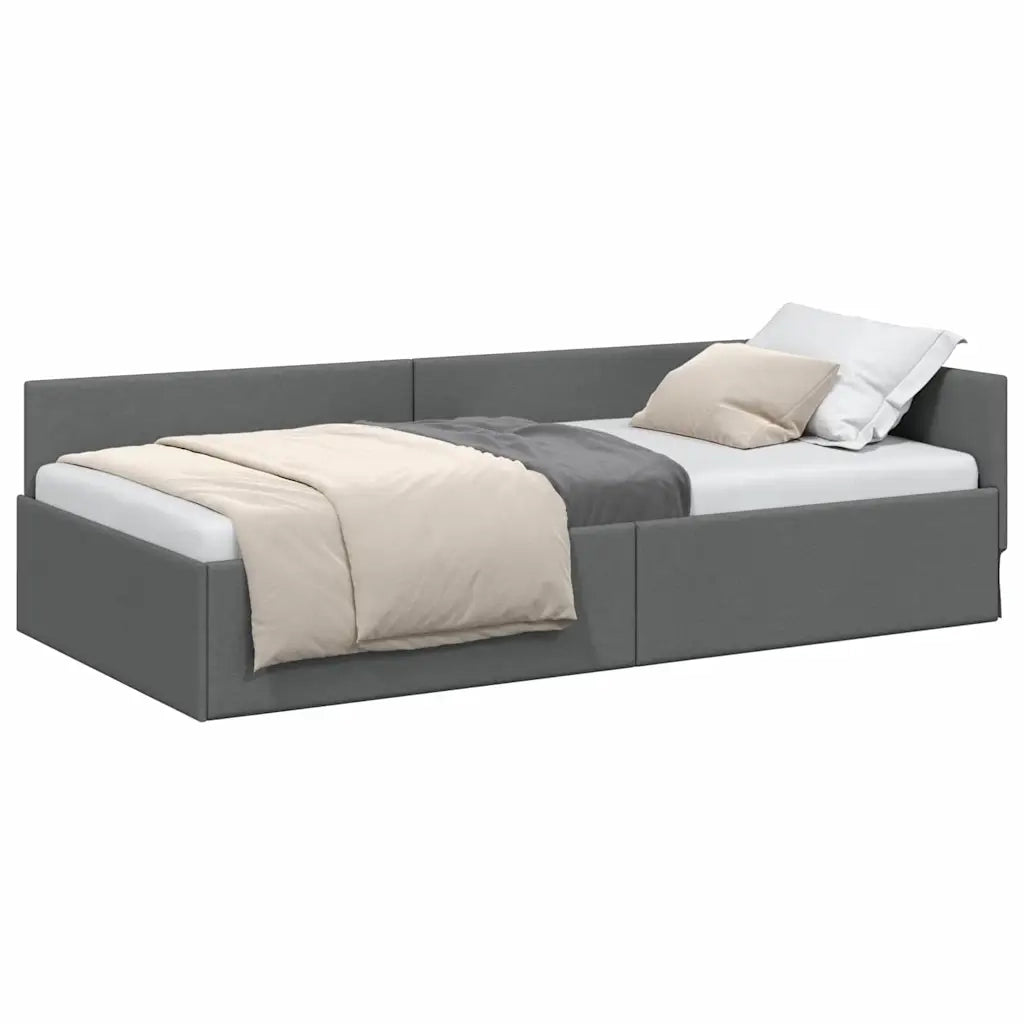 Cornice del letto ad angolo Grigio scuro 100 x 203 cm Tessuto 42016059