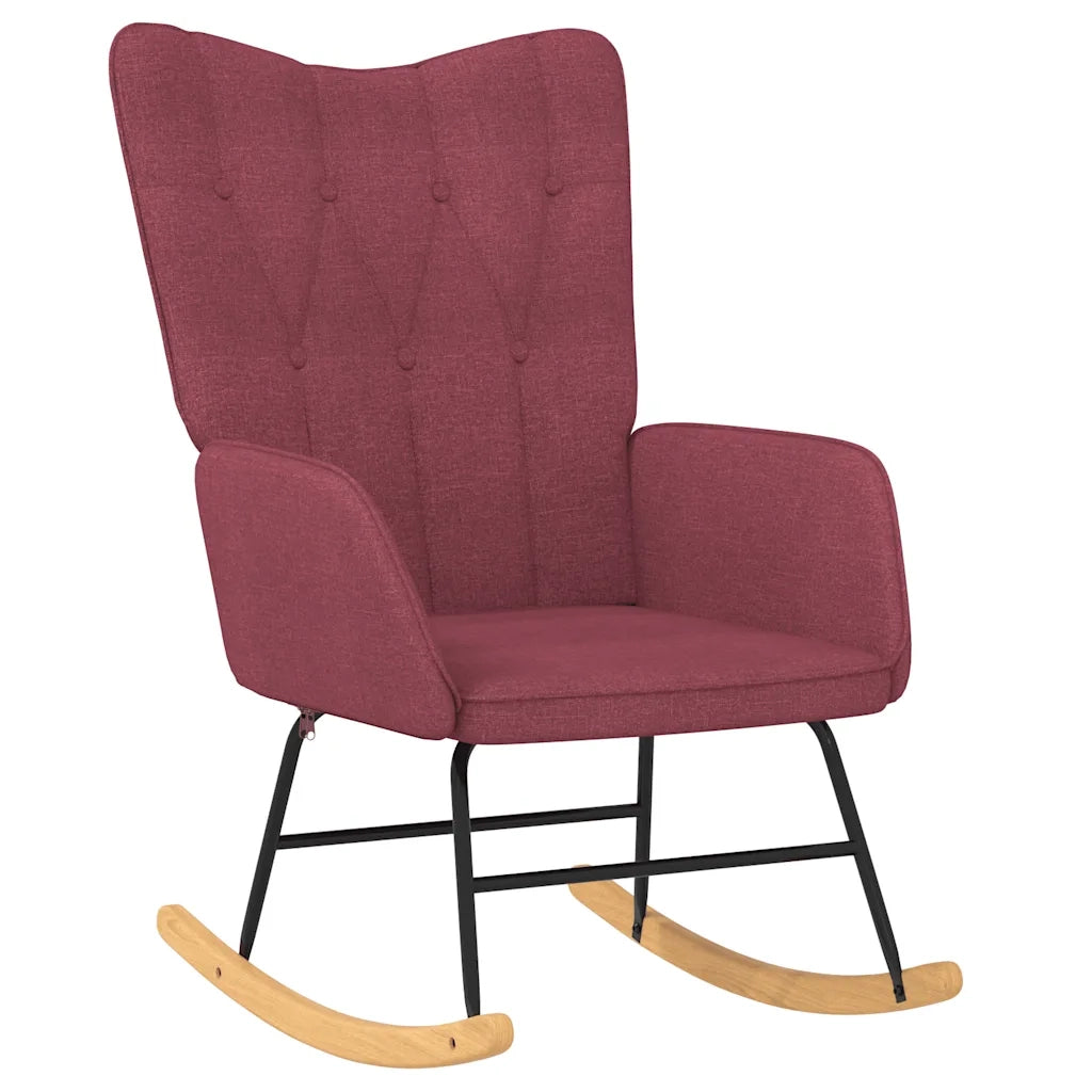 Poltrona a Dondolo con Poggiapiedi Rosso Vino in Tessuto cod mxl 77031