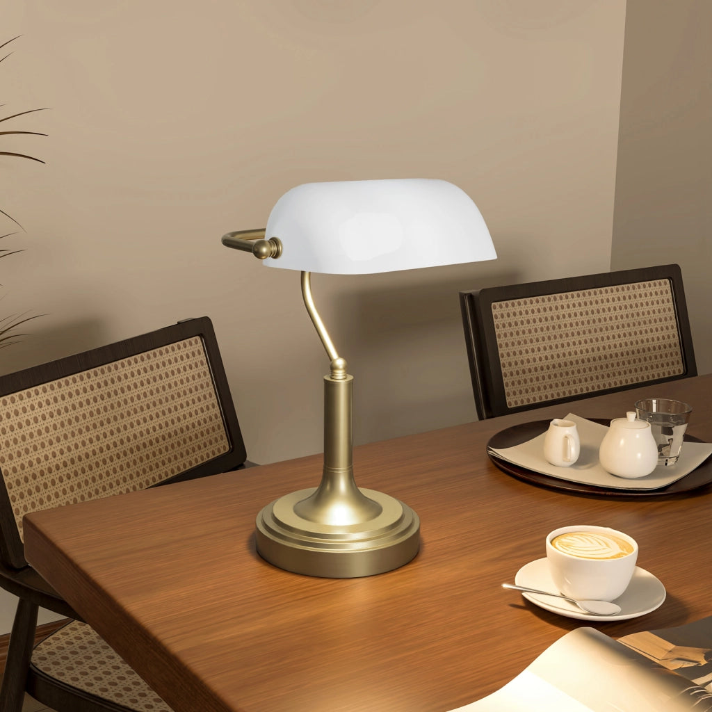 Lampada da Scrivania con Interruttore a Levetta e Paralume Regolabile ¨C Zephmum ¨C Bianco