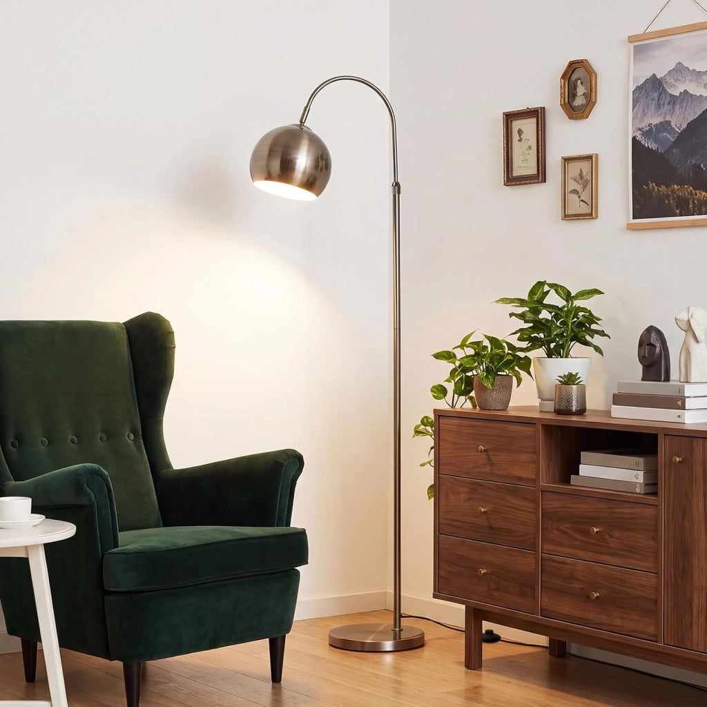 ZMH Lampada da Terra ad Arco E27 Bronzo Antico Altezza Regolabile 160cm per Soggiorno Senza Lampadina