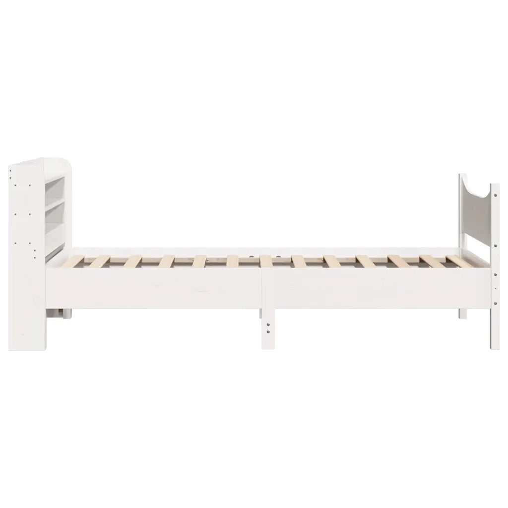 Giroletto con Testiera Bianco 75x190 cm Legno Massello di Pino 3307069
