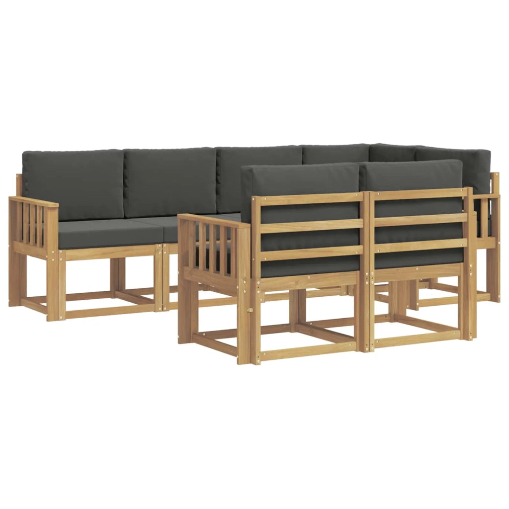 Set di divani da esterno 7 pz Bianco e Antracite Poliestere 3387766
