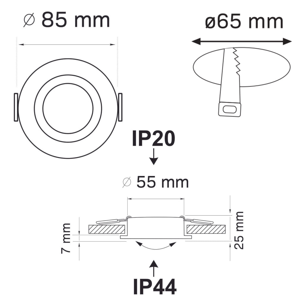 Faretto incasso nero Polux NEPTUN 322159 IP44 12V MR16
