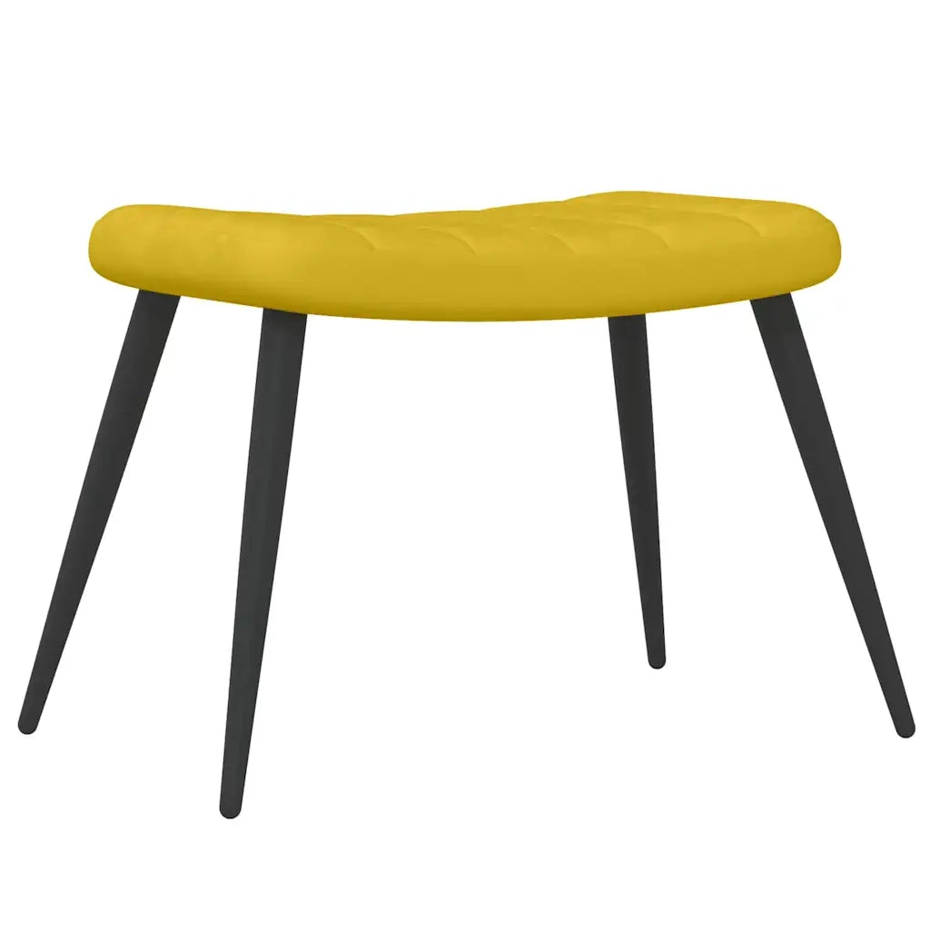 Divano Sedia-Poltrona Relax con Sgabello Giallo Senape in Velluto
