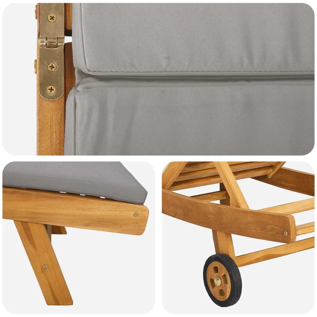 Lettino da sole Marrone e Grigio Chiaro Poliestere 42032687
