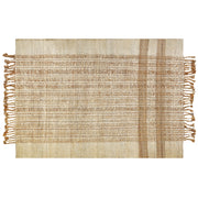 Tappeto in juta beige 140 x 200 cm con nappe motivo geometrico intrecciato a mano stile bohémien per soggiorno camera da letto