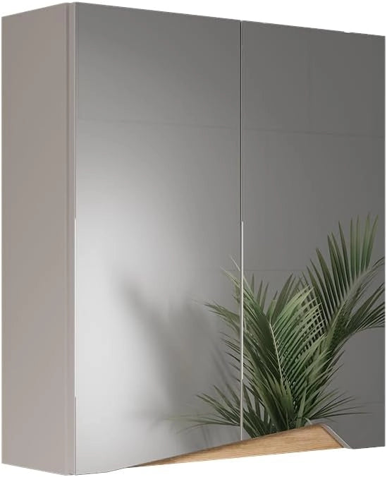 Specchio contenitore bagno Marelle, Verde/Artigianale, 60 x 67 cm con ripiano regolabile in altezza, adatto al montaggio a parete e combinabile con i mobili Marelle