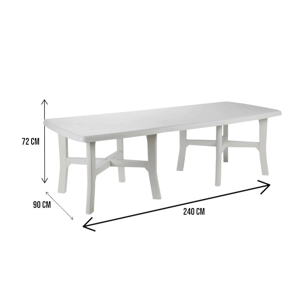Tavolo da esterno Adonas, Tavolo allungabile da pranzo, Tavolo rettangolare da giardino multiuso, 100% Made in Italy, Cm 160x90h72, Bianco