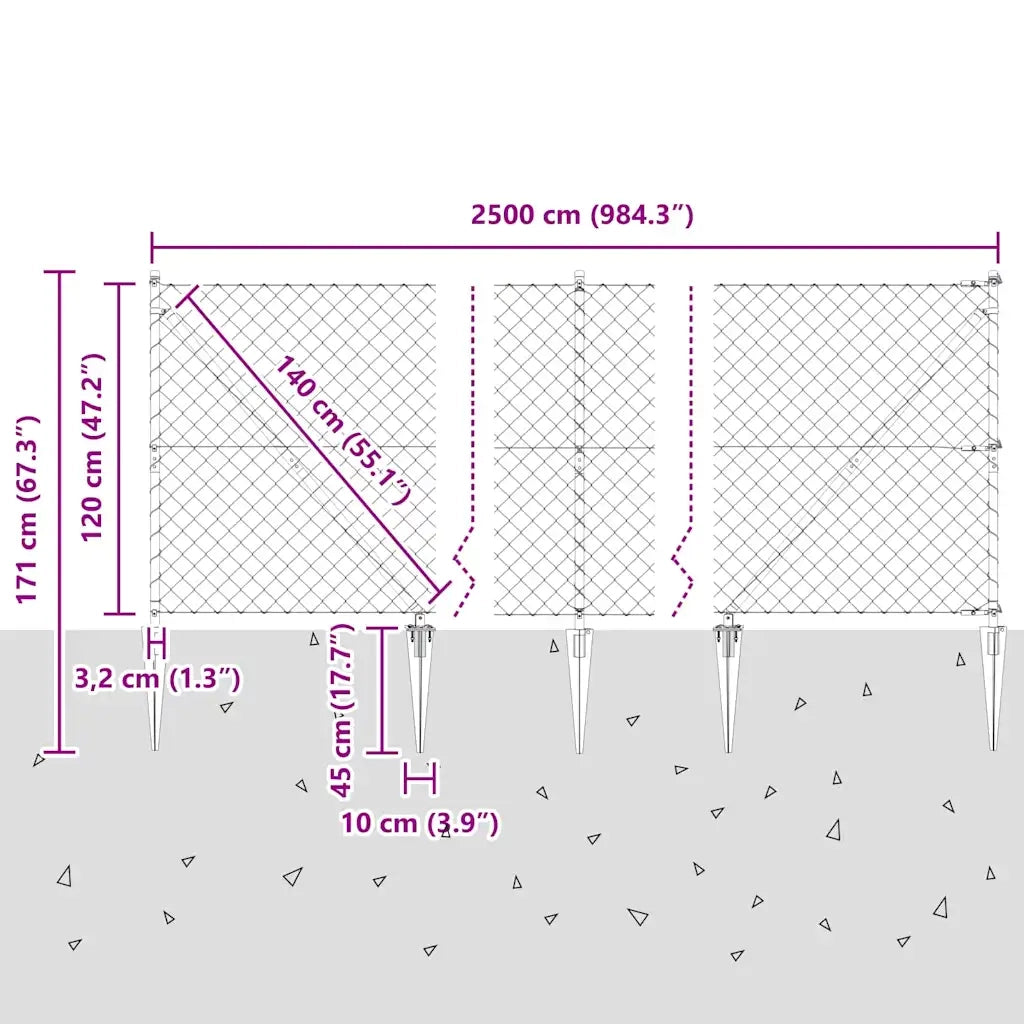 Palo della recinzione Argento 25 x 1,2 m (maglie 60 x 60 mm) 3351225