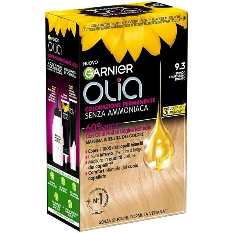 SET 4 GARNIER OLIA TINTA SENZA AMMONIACA 9.3 BIONDO CHIARISSIMO DORATO