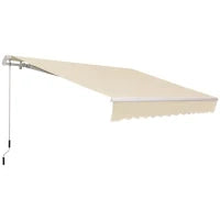 Tenda da Sole per Esterno Avvolgibile a Bracci con Apertura a Manovella, 350x250 cm, Crema