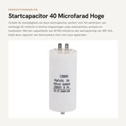 Capacitore di avvio - 40 Microfarad - Alta resistenza isolante - 450 Volt - Adatto per lavatrici - Progetto compatto - Alta durata