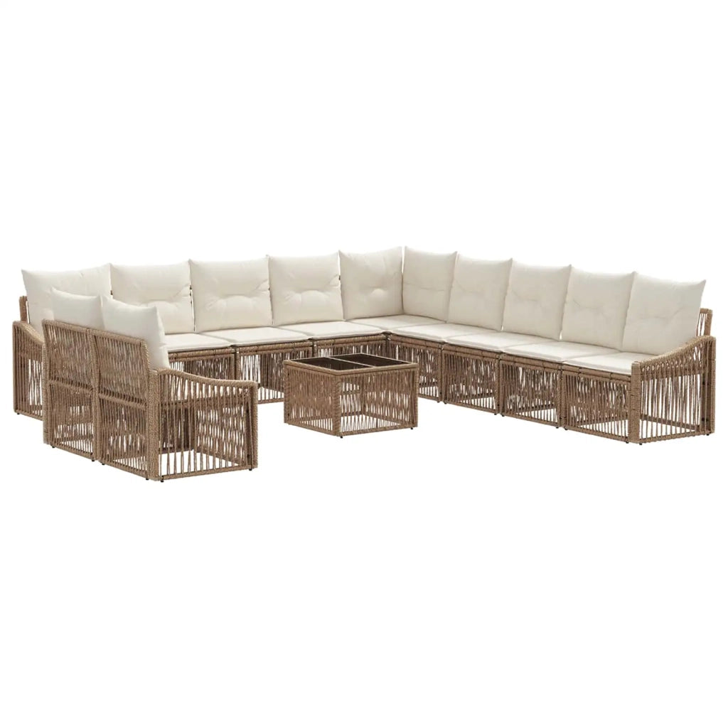 Set Divano da Giardino Regolabile 12 pcs Beige polyrattan 3436062